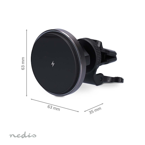 Nedis Trådlös billaddare | 7.5 / 10 / 15 W | 1.5 / 1.67 / 2 A | 1.00 m | FOD / Överhettningsskydd / Överspänning / Överström | USB Type-C™ | Kabel ing