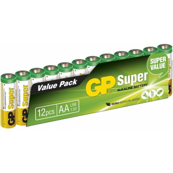 GP Super Alkaline AA batteri, 15A/LR6, 12-pack