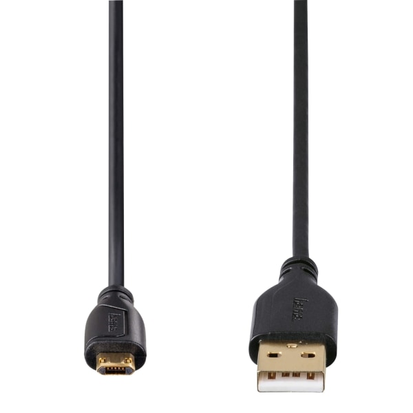 HAMA Kabel USB-USB-Micro B Guld Svart 0.75m