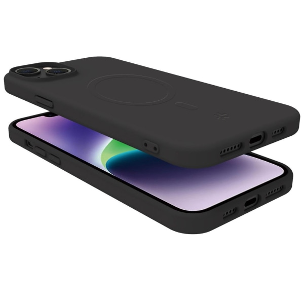 Celly Cromomag Pehmeä kumikotelo MagSafe iPhone 15 Plus Black Svart