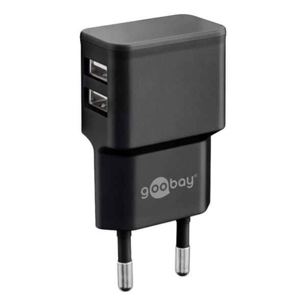 Goobay USB dobbelt oplader (12 W) sort 2x USB-A-porte