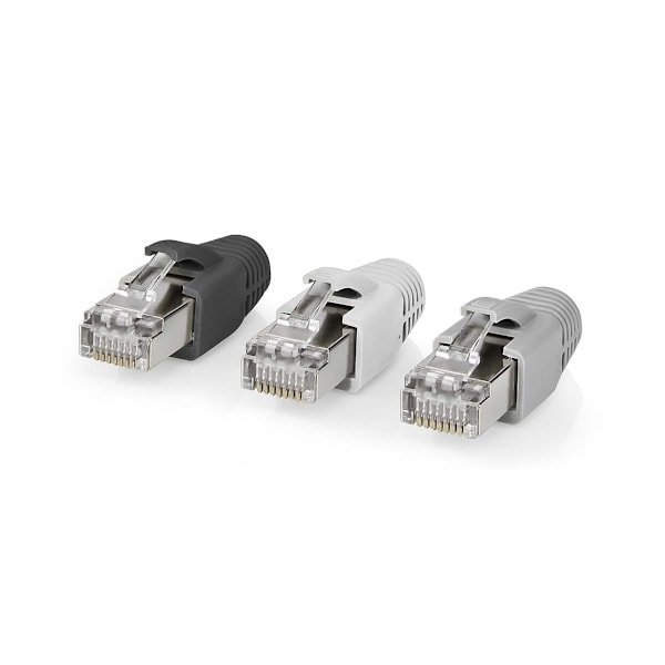 Nedis RJ45-stik | RJ45 Pass Through | Fast/strenget FTP CAT6 | Lige | Guldplateret | 10 stk. | PVC | Grå / Hvid / Sort | Box