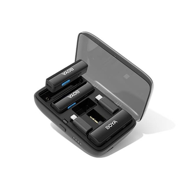 BOYA Mikrofon Trådløs x2 System BOYA LINK 3,5mm, Lightning og USB-C