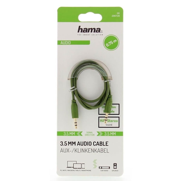 Hama Cable Audio Flexi-Slim 3.5mm-3.5mm Gold Green 0.75m