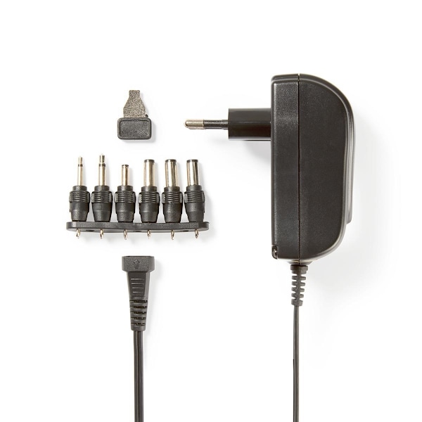 Nedis Universal AC Power Adapter | 18 W | 3 - 12 V DC | 1.80 m | 2.1 A | 6 plug(s) | Sort