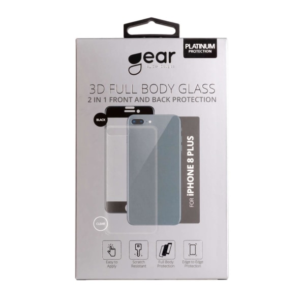 GEAR Panssarilasi 3D 2in1 Front & Back  iPhone8 Plus Edge to Edg Transparent
