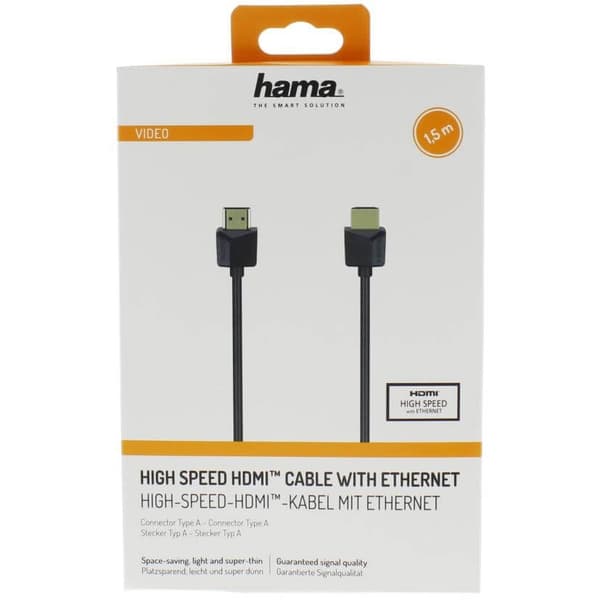 Hama HDMI Ethernet Flexislim Svart 1,5m