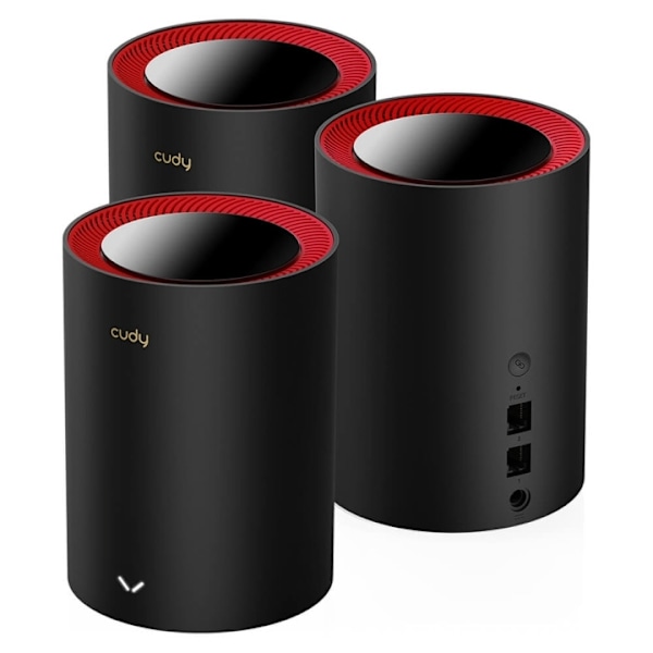 CUDY Mesh Solution M3000 3-pack AX3000 Gigabit Wi-Fi 6 2.5G Svart, Röd
