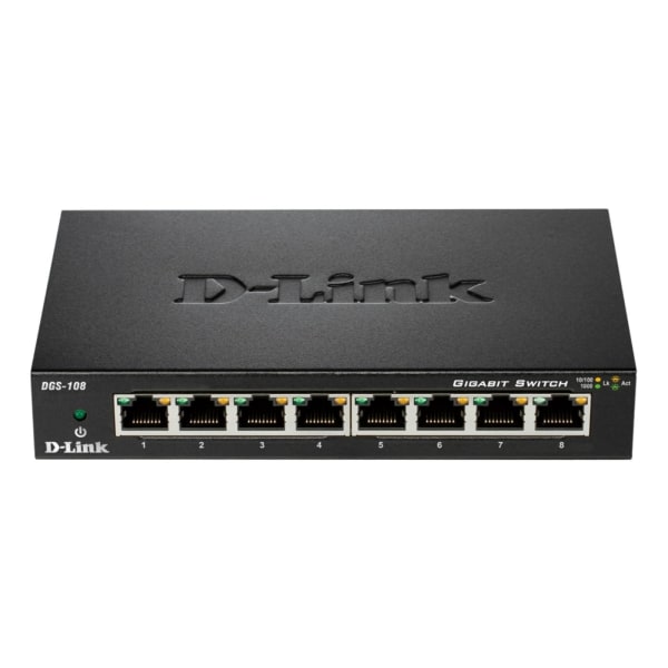 D-Link 8-Port Gigabit Ethernet Metal Housing Unmanaged Light Switch