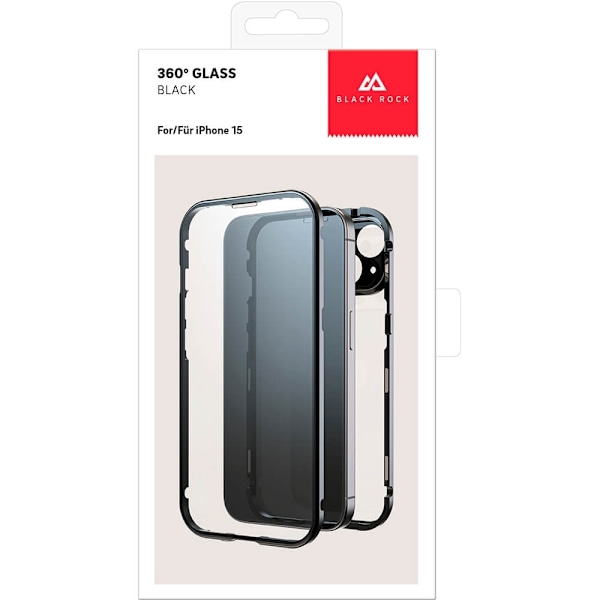 BLACK ROCK 360° Glass Cover iPhone 15 Transp/Black Transparent