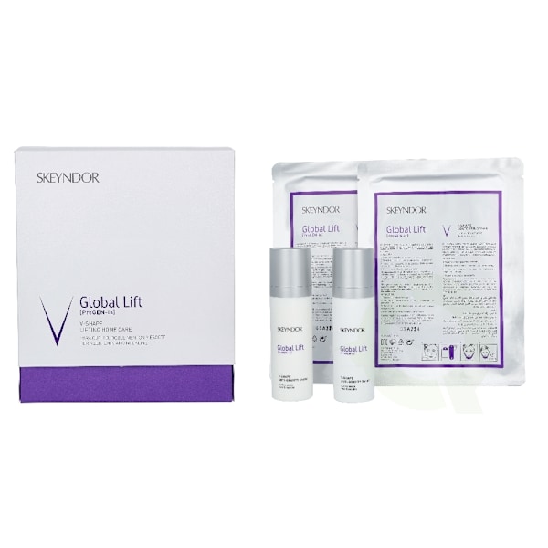 Skeyndor Global Lift V-Shape Lifting Home Care Set 60 ml For Neck, Chin And Neckline/V-Shape Anti Gravity Serum 30ml/V-Shape Anti Gravity Cream 30ml/V