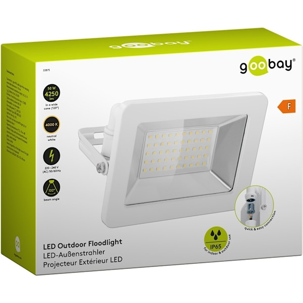 Goobay LED-projektør til udendørs brug, 50 W med 4250 lm, neutral