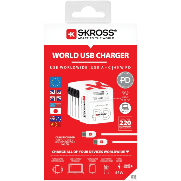 SKROSS World USB Oplader AC45PD USB-C PD + USB-A 45W