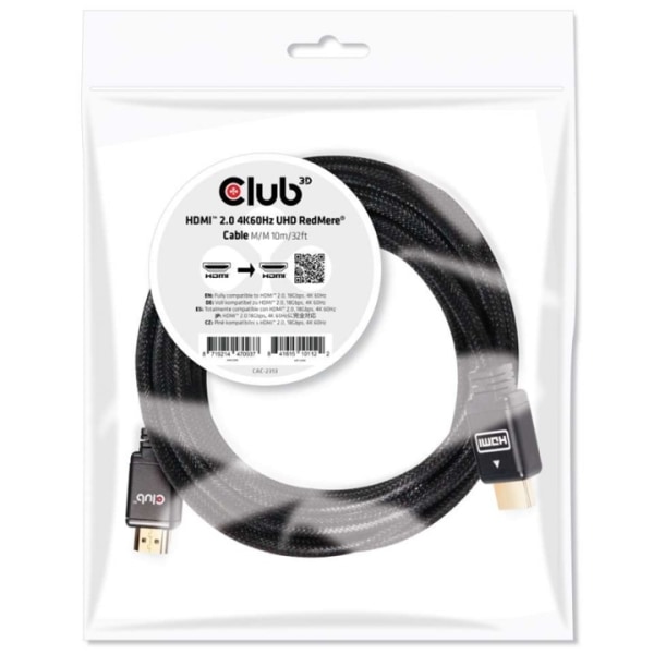 CLUB3D HDMI 2.0 4K60Hz RedMere cable 10m/32.8ft