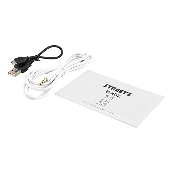 STREETZ Foldable on-ear BT headset, 3.5 mm, white Vit