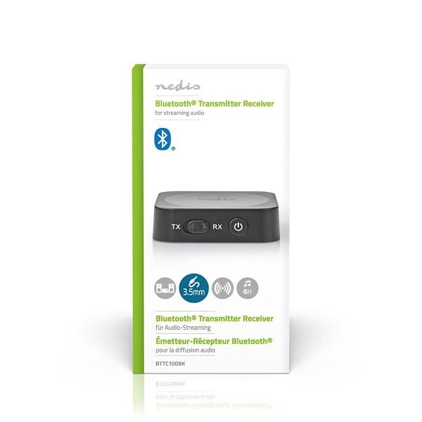 Nedis Bluetooth® Transmitter | Tilslutninger indgang: 1x AUX | Tilslutninger udgang: 1x AUX | SBC | Op til 1 enhed | Maksimal batteritid: 6 timer | So