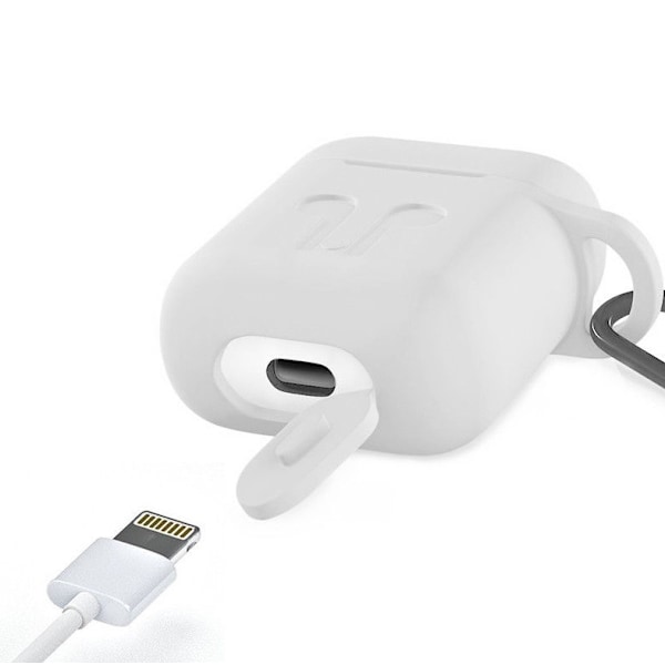 Silikon-kit till Airpods, Silikonfodral, Strap, Silikonsnäckor, Karbinhake, Vit