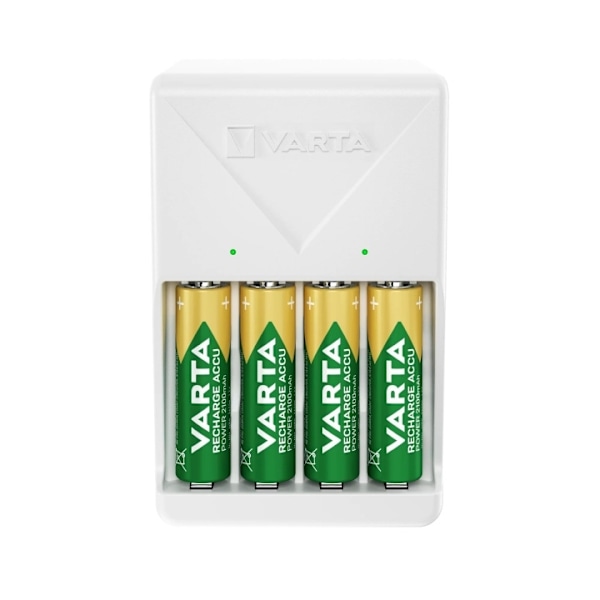 Varta Plug Charger, includes 4x AA 2100 mAh Hvid