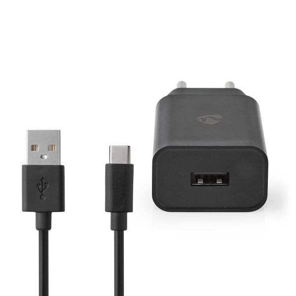 Nedis Vægoplader | 12 W | Hurtigopladningsfunktion | 1x 2.4 A A | Antal output: 1 | USB-A | USB Type C™ (Løs) kabel | 1.00 m | Single Voltage Output