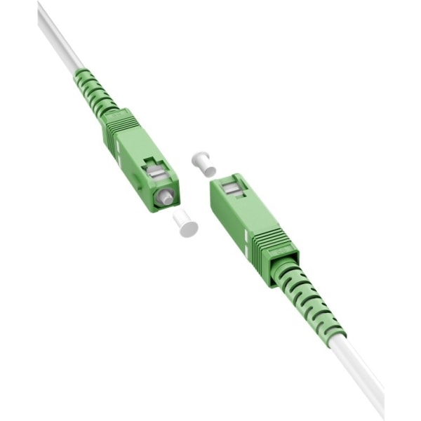 Goobay Lyslederkabel (FTTH), Singlemode (OS2) White, hvid (Simplex), 15 m fiberoptisk kabel, stik SC-APC (8°) > stik SC-APC (8°), halogenfri kabelkapp