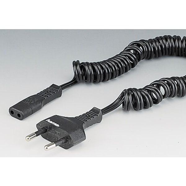 Hama Strømkabel Shaver 2- Pol Spiral 1,4m Sort
