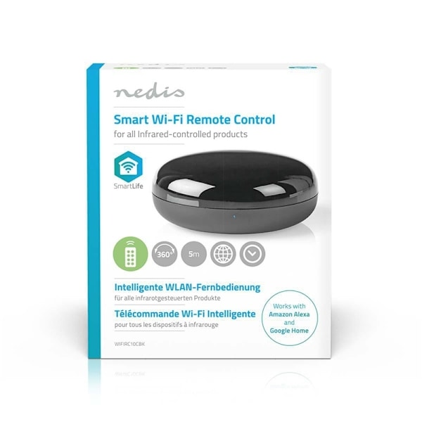 Nedis SmartLife IR Kaukosäädin | Wi-Fi | Yleismalli | Signaalin kantama: 5 m | 38 KHz | USB Virta | Android™ / IOS | Musta