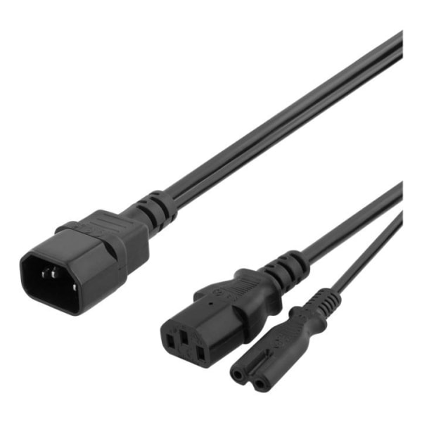 DELTACO Y-Splitter power cord C14 to C13+C7, 0,2m, black