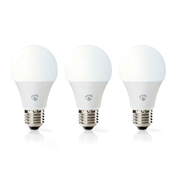 Nedis SmartLife LED-Pære | Wi-Fi | E27 | 806 lm | 9 W | Varm til kølig hvid | 2700 - 6500 K | Androidâ„¢ / IOS | Pære | 3 stk