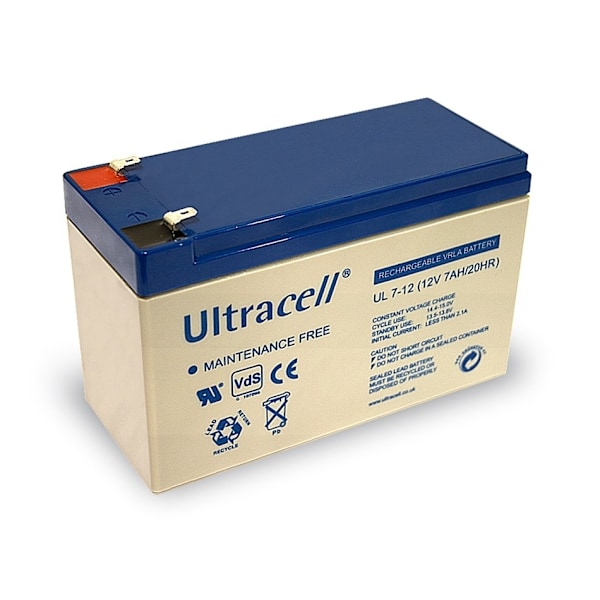 Ultracell Blybatteri 12 V, 7 Ah (UL7-12) Faston (4.8mm) Blybatteri, VdS