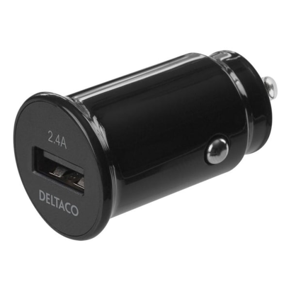 DELTACO 12/24 V USB car charger with compact size and 1x USB-A p