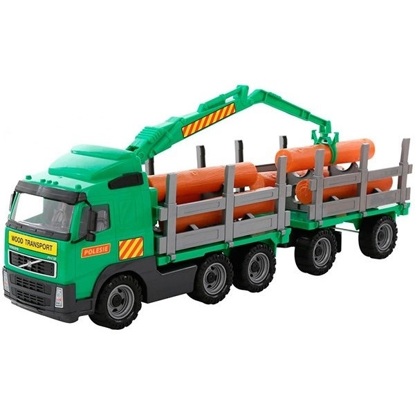Volvo Lastbil med Timmer, Kran och Släp 775x190x255mm