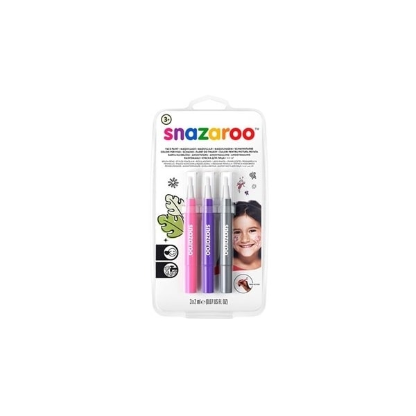 Snazaroo Ansiktsfärg penslar 3st, Rosa/Lila/Silver