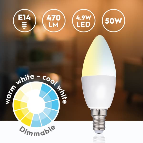 Alpina WiFi Smart E14 LED Varm-/Kallvit 4,9W 470 lm