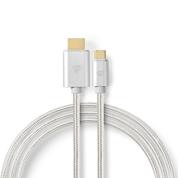 Nedis USB-C™ Sovitin | USB 3.2 Gen 1 | USB-C™ Uros | HDMI™ liitin | 4K@60Hz | 18 Gbps | 2.00 m | Pyöreä | Kullattu | Nailon / Punottu | Alumiini | Laa