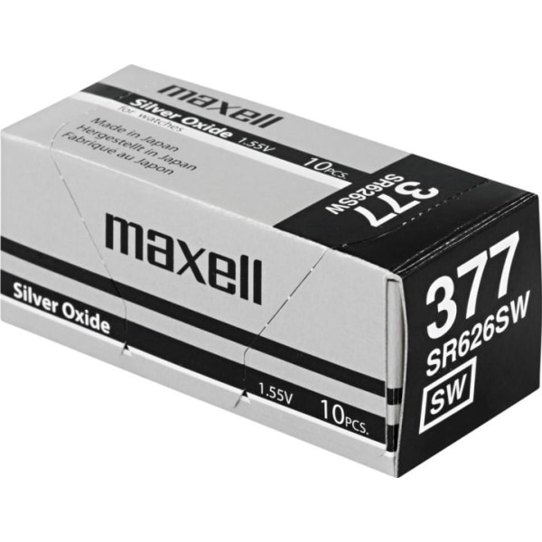 Maxell knappcellsbatteri, Silver-oxid, SR626SW(377), 1,55V, 10-p