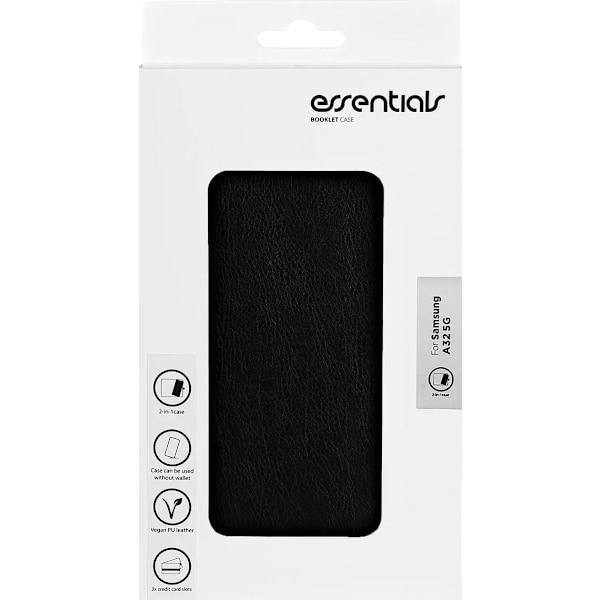 Essentials Samsung A32 5G PU wallet, detachable,3 cards,Black Svart