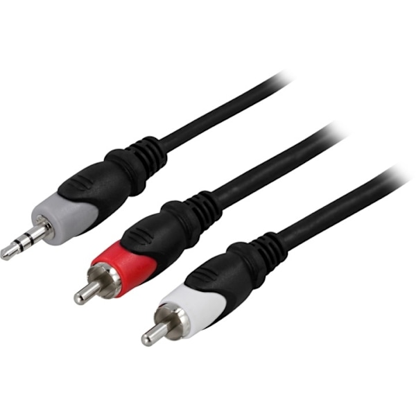 DELTACO Lydkabel, 3,5mm han - 2xRCA han 1m, sort