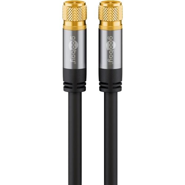 Goobay SAT-antennkabel (135 dB), 4x skärmad guldpläterad, F-plugg > F-plugg, 1 m