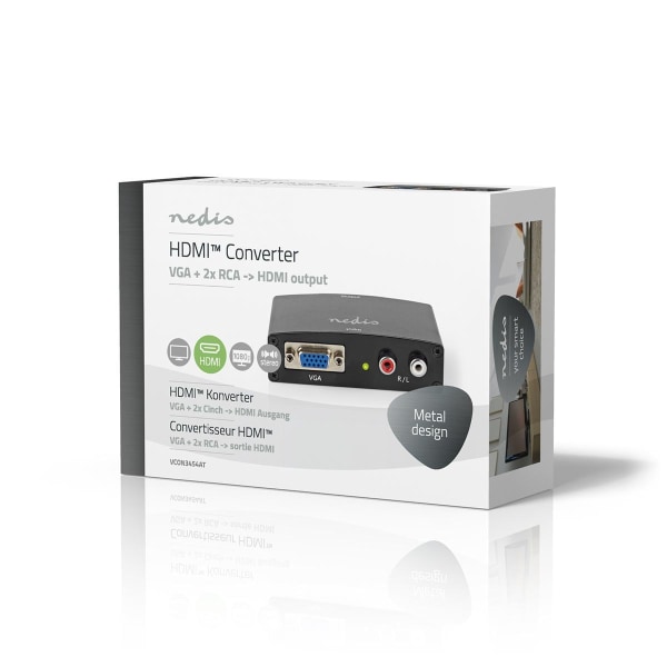 Nedis HDMI ™ Converter | VGA Female / 2x RCA Hun | HDMI™ Output | 1-vejs | 1080p | 1.65 Gbps | Aluminium | Antracit