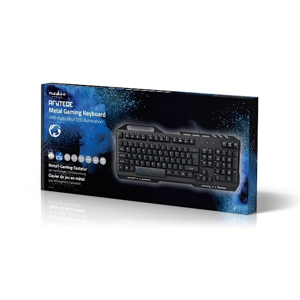 Nedis Wired Gaming Keyboard | USB 2.0 | Membrane Nøgler | LED | US international | US layout | USB Drevet | Strømkabellængde: 1.50 m | Gaming