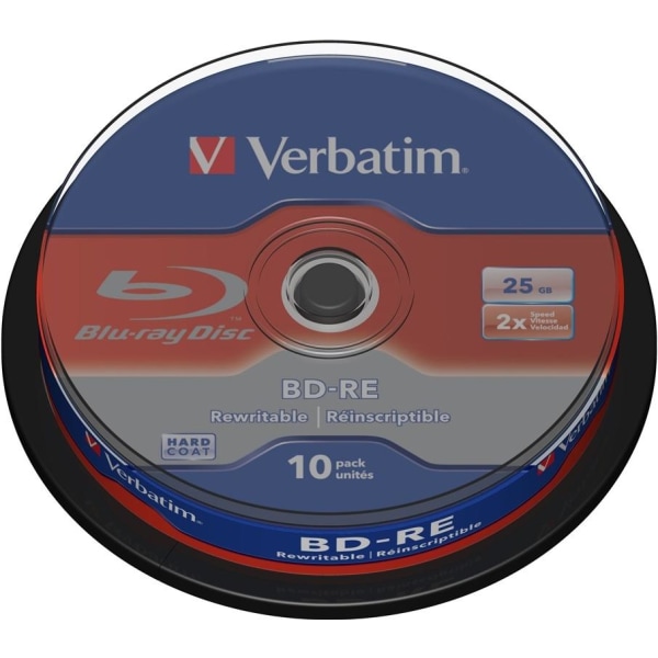 Verbatim BD-RE, 2x, 25GB/200min 10-pack spindel, Hardcoat, MABL