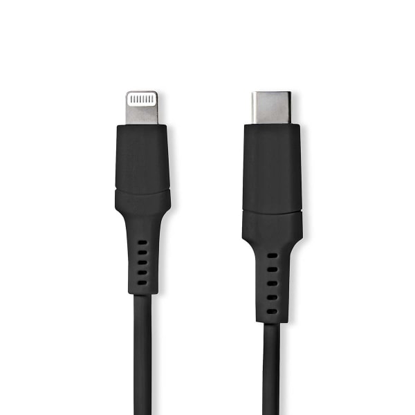 Nedis Lightning Kabel | USB 2.0 | Apple Lightning 8-pin | USB-C™ Han | 480 Mbps | Nikkelplateret | 2.00 m | Runde | PVC | Sort | Box