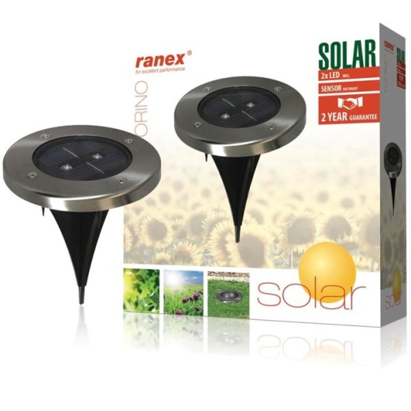 Ranex Solar Markbelysning 2 LED Round