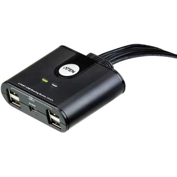 ATEN US424 manuel USB 2.0-switch, 4 computere til 4 enheder, 4xUSB Typ Sort
