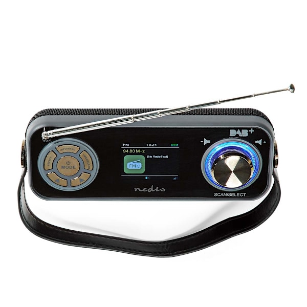Nedis DAB+ Radio | Borddesign | DAB+ / FM | 2.4 " | Farveskærm | Batteri / Strømforsyning | Digital | 24 W | Bluetooth® | Hovedtelefonudgang | Vækkeur