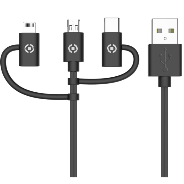 Celly 3-i-1-kabel MicroUSB / Lightning / USB-C 1m