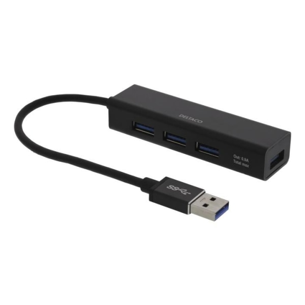 DELTACO USB Mini Hubb med fyra USB-A portar, USB 3.1 Gen 1, svar