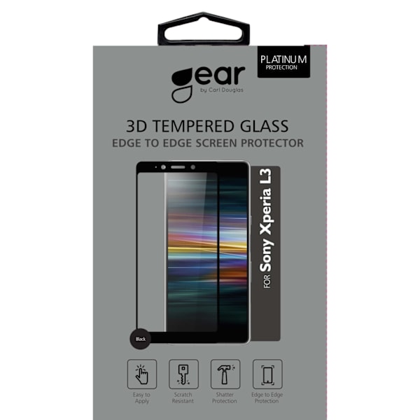 GEAR Hærdet Glas 3D Full Cover Sort Sony L3 Transparent