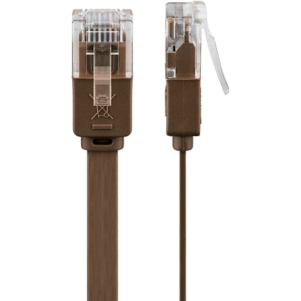 Goobay CAT 6 platt patchkabel, U/UTP, mörkbrun kopparledare (CU), 0.5 m