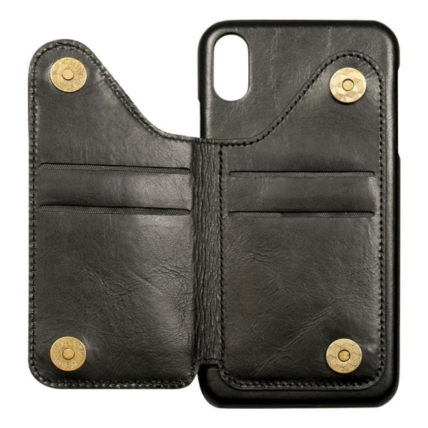 Nic & Mel Corey, case with card slots, iPhone XS Max, black leat Svart